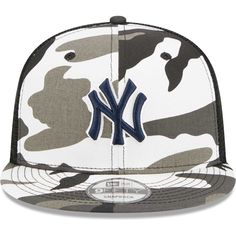 The right team cap is an essential piece to your game day look. Ensure you're stepping it up this season by adding this New York Yankees Urban Camo Trucker 9FIFTY hat. This bold snapback from New Era features an unmissable New York Yankees logo embroidered on the crown and mesh mid and rear panels for a breezy feel. In addition, its camo pattern on the front panels shows that your unrelenting team spirit is nothing to hide. Snapback Structured fit Wipe clean with a damp cloth High Crown Imported Yankee Hat, Swag Hats, New York Yankee Hat, New York Yankees Logo, Yankees Logo, New Era Logo, Team Cap, Woodland Camo, New York Yankees