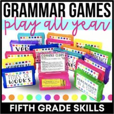 a poster with words and pictures on it for the fifth grade game that teaches students to play all year