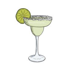 a margarita cocktail with a lime slice on the rim and salt in it's garnish