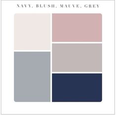 the color scheme for navy, blush, mauve, grey is featured in this postcard