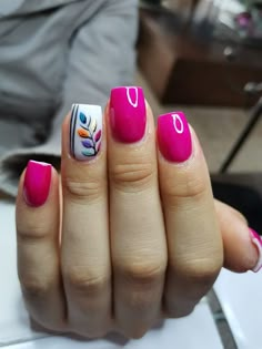 Hot Pink And Red Nails, Fuschia Nails Design, Fuschia Nails, Cute Nail Colors, 2024 Nails, Toe Nail Designs, Short Acrylic, Pink Nail, Nails Summer