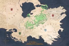 a map with green circles on it and the name over brimming elbers