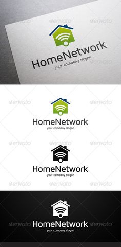 the logo for home network is shown in three different colors and font options, including one that