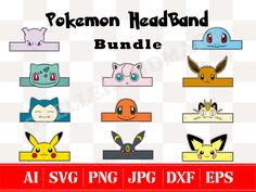 the pokemon headband bundle includes all svg, png and dxf files