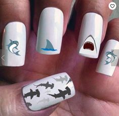 Shark Nail Art, Graduation Nails, Nail Art Designs Summer, Transparent Nails, Acrylic Nail Art, Beach Nails, Halloween Nail Art, Beauty Nail, Water Slide