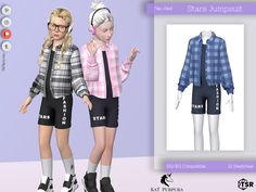 The Sims Resource - Stars Jumpsuit Sims 4 Anime, Sims 4 Children, Sims 1, Kids Wardrobe, Sims 4 Teen, Sims 4 Characters, Sims 4 Dresses, Sims 4 Toddler, Jumpsuit With Sleeves