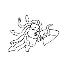 a black and white drawing of a woman with her hair blowing in the wind