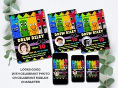 Mamãe Fazendo a Festa em Casa: Ideias Festa Party Rainbow Friends Roblox Rainbow Group, Rainbow Friend, Show Da Luna, Template Invitation, Party Themes For Boys, Rainbow Friends, Friends Party, Marvel 3, Birthday Diy