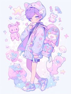 Kawaii Outfit Purple, Oc Drawings, Cute Kawaii Drawings, Dessin Adorable, True Art, Kawaii Wallpaper, Cute Art Styles, Kawaii Drawings, Character Design References