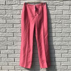 Beautiful Pink Dress Pants, Tag Reads 00 While Pant Tag Reads 0 But These Are A True 00. Slight Pulling Of Fabric Shown In 2nd Photo! Bundle Items For Extra Savings Then Submit Offers, I Will Respond Right Away! All Items Are In Basically Brand New Condition Unless Otherwise Stated! All Items Are Washed Prior To Being Shipped And Come From A Smoke Free But Dog Friendly Home! If You Have Any Questions In Regards To Wear Or Sizing Don’t Hesitate To Comment! Thanks For Shopping My Closet Xox Chic Red Dress Pants For Spring, Spring Linen Dress Pants, Fitted Red Wide Leg Pants For Spring, Fitted Linen Wide-leg Pantsuit, Formal Red Bottoms For Summer, Tailored Pink Summer Bottoms, Tailored Pink Summer Pants, Tailored Pink Pants For Summer, Red Linen Bottoms For Spring