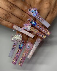 5,528 Likes, 45 Comments - LA nailtech 📍 (@clawzbydior_) on Instagram: “sparkly kawaii pt 2 😍🤩 ~ swipe for more ~   #lanailtech #nailtech #explore #explorenails #longnails…” Trashy Nails, Nail Chart, Xxl Nails, Purple Acrylic Nails, Super Cute Nails, Baddie Nails