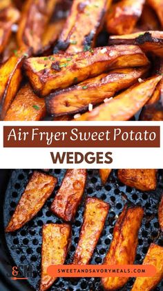 a plate with air fryer sweet potato wedges