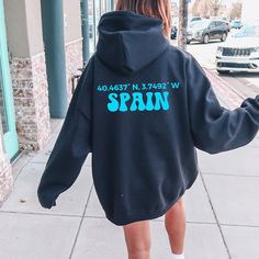 Get ready for your Spain adventure with this oversized couples vacation hoodie! Perfect for matching with your partner, it's a must-have for your trip. Available in a range of sizes to ensure the perfect fit. Please refer to our size chart for accurate measurements. Returns Unfortunately due to its custom made to order procedure, we are unable to offer returns, do read the description and view all images before confirming your purchase, Thank you for supporting our small Etsy shop. If you have a Spain Adventure, Couples Vacation, Hoodie Oversize, School Outfits, Comfy Outfits, Sweat Shirt, Must Haves, Happy Shopping, Custom Made