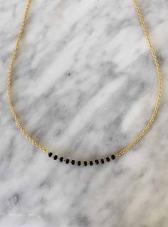 Chain With Mangalsutra, Chain Mangalsutra Designs, Simple Black Beads Chain, Chain With Black Beads, Modern Mangalsutra, Silver Jewelry Accessories