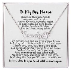 a necklace with the words to my for mama on it and an inscription that reads,