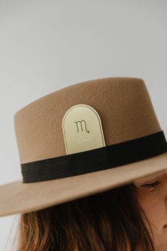 Gigi Pip hat bands + trims for women's hats - Zodiac Band Cards - laser etched metal card that fits into your hat band Laser Etched Metal, Woman Hats, Zodiac Cards, Felt Hats, Hat Size Chart, Boater Hat, Halo Style, Wearing A Hat, Felt Hat