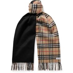 The reversible design of Burberry's scarf creates endless styling possibilities. Patterned with the brand's archival checks on one side and solid black on the other, it's made from warm cashmere and has fringed edges. Luxury Black Scarf For Fall, Classic Black Scarf For Fall, Mens Cashmere Scarf, Trim Scarf, Reversible Scarf, Burberry Scarf, Checked Scarf, Fringe Scarf, Scarf Men