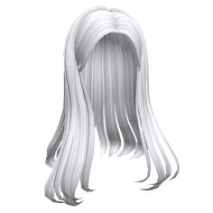 a long white wig with bangs on the side and fringes at the ends, viewed from the front