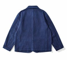 Men's Indigo Blue Dyed Suit Jacket Heavy Weigh Casual Vintage Washed Coat Jacket French Workwear, Workwear Style, Workwear Fashion, Indigo Blue, Shoulder Sleeve, Fashion Inspiration, Work Wear, Suit Jacket, Coats Jackets