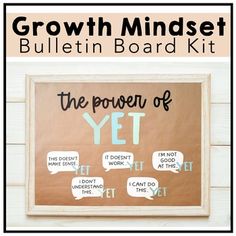 the growth minds bulletin board kit is displayed on a white wooden wall with text below it