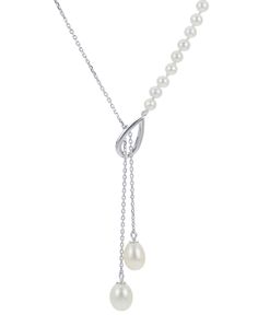 in stock Sterling Silver Lariat Necklace With Pearl Drop, Classic Lariat Necklace For Formal Occasions, Timeless Long Drop Necklaces For Formal Occasions, Formal White Gold Drop Lariat Necklace, Elegant Single Strand Drop Necklace For Formal Occasions, Adjustable Teardrop Jewelry With Polished Finish, Sterling Silver Lariat Necklace With Pearl Pendant, Elegant Long Necklace With Polished Finish, Classic Silver Lariat Necklace For Formal Occasions