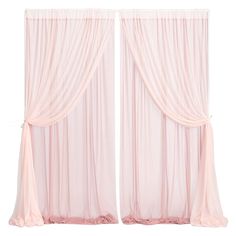 two pink curtains with sheer drapes on them