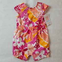 Nwt Carter's Just One You Baby Girl Romper Pink Orange 6 Months 12 Months Floral Super Cute Baby Girl Shorts Romper Bodysuit With Skirt, Winter Suits, Girl Shorts, Overall Outfit, Baby Girl Shorts, Newborn Onesies, Shorts Romper, Carters Baby Boys, Boy Onesie