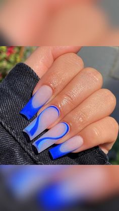 Blue Acrylic Nails, Drip Nails, Short Acrylic Nails Designs, Minimalist Nails, Funky Nails