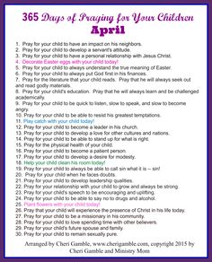 a purple and white poster with the words 365 days of praying for your children