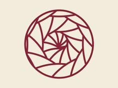 an abstract circular design in red on a beige background