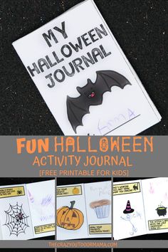 halloween activity journal for kids with free printables to help them write and draw