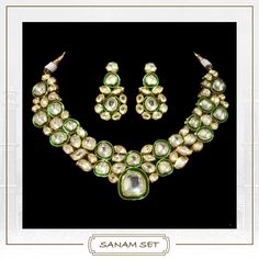 (1) Salam Bridal Set - Kundan Polki Set with Emeralds Beads – bAnuDesigns Formal Kundan Jewelry With Gota Work, Elegant Kundan Jewelry Sets With Gota Work, Elegant Ceremonial Kundan Lehenga, Elegant Kundan Sets For Ceremonial Occasions, Elegant Ceremonial Jewelry With Mirror Work, Elegant Kundan Necklace With Gota Work For Ceremonial Occasions, Elegant Ceremonial Kundan Necklace With Gota Work, Kundan Choker Set, Ruby And Diamond Necklace