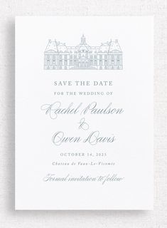 a wedding card with the words save the date on it