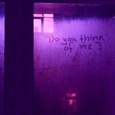 graffiti written on the side of a door that says do you think of me?