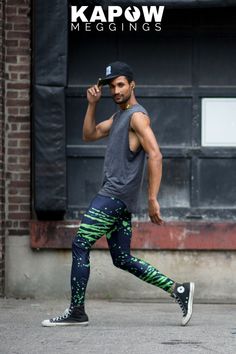 ‘Acid Jazz’ men’s leggings. You are a spitting cobra on a midnight dance floor. Kapow Originals are designed to fit like a second skin. Lightweight, breathable, high stretch spandex & polyester for free movement, comfort and durability. Designed for the gym, festivals, yoga, running, supercharging your street style, and attacking life with the confidence of a rock star l Mens Fitness Fashion l Mens Fitness Fashion l Mens Athletic Fashion #mensleggings Urban Fitted Sports Pants, Urban Fitted Activewear For Workout, Urban Fitted Pants For Sports, Urban Fitted Activewear For Streetwear, Mens Athletic Fashion, Mens Festival Fashion, Mens Fitness Fashion, Mens Gym Fashion, Festival Outfits Men