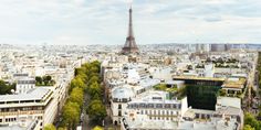 an aerial view of the eiffel tower and surrounding buildings in paris, france