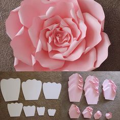 paper flowers and cut outs are shown in different stages of making them look like they have been