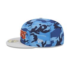 The Los Angeles Lakers Blue Camo 59FIFTY Fitted Cap features an embroidered Lakers wordmark logo at the front panels with matching NBA Logoman at the rear and a gray undervisor. Blue Baseball Cap With Letter Patch And Curved Brim, Blue Baseball Cap With Logo Patch, Blue Baseball Cap With Letter Patch, Blue Flat Bill Fitted Hat With Logo Patch, Blue Visor Hat With Logo Patch, Blue Baseball Cap With Flat Brim For Fan Gear, Blue Flat Bill Baseball Cap For Game Day, Blue Casual Snapback Hat For Game Day, Blue Fitted Hat With Logo Patch And Flat Bill