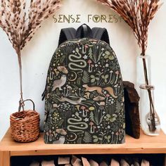 ✨Happy Holidays! Please note that items made and shipped from our China production facility will not arrive before Christmas. We recommend placing your order only if timing is not a concern. Thank you for your understanding!✨ Cottagecore forest animal snake owl fox mushroom backpack, S M L sizes, back to school day pack, botanical nature witchy canvas school bag Versatile Canvas Backpack with a big snail All-Over Print Crafted entirely from 100% polyester, this canvas backpack stands out with it Mushroom Backpack, Big Snail, Dinosaur Bag, Cottagecore Forest, Canvas Rucksack, Forest Animal, Family Outing, Canvas Backpack, Forest Animals