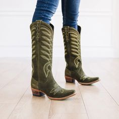 Squash Blossom | Lane Boots Green Western Boots, Outfit Vaquero, Suede Cowboy Boots, Bota Country, Wishlist 2024, Glass Slippers