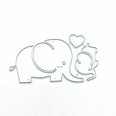 an elephant with a heart on it's back is shown in the shape of a cutout