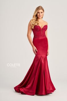 Red Prom Dress Applique Prom Dress, Satin Formal Gown, Enchanting Dress