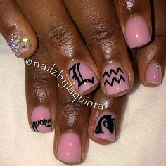 Purple Aquarius Nails, Nail Designs Birthday, Birthday Nails Virgo