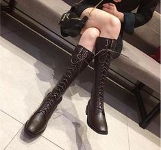 Thick-heeled knight boots with thin square toe but knee-high boots · Mileg · Online Store Powered by Storenvy Knight Boots, Shoes Design, Platform Stilettos, High Shoes, Shoes High, High Heels Stilettos, 72 Hours, Christmas Shopping, Knee High Boots