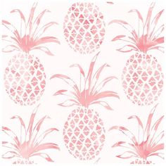 a pink and white wallpaper with pineapples in the middle, on top of each other