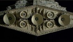 an intricately detailed model of a star wars battle ship