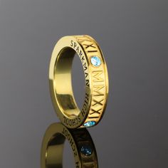 "Roman Numeral Class Ring , Graduation Ring , High School Class Ring , Graduation gift. Fully customizable roman numeral ring in memory of your graduation. Specs: * Solid, heavy body ✔️ * Unisex use , for men and for women. * Ring Face width: ± 7 mm , 6 mm , 5 mm * Ring weight : ± 10 gr , 8 gr , 7 gr * Ring material : 925 sterling silver (stamped) Personalization : * Your graduation year on ring face with roman numerals. * Top side : School name. * Bottom side : Surname * Inside engraving Name a Luxury Jewelry Ring Detail For Gift, Luxury Gold Crystal Promise Ring, Luxury Gold Birthstone Ring For Promise, Luxury Gold Birthstone Promise Ring, Luxury Open Ring Couple Rings As Gift, Symbolic Jewelry With Ring Detail For Anniversary, Luxury Birthstone Ring Gift, Luxury Birthstone Ring As Gift, Luxury Crystal Ring For Gift