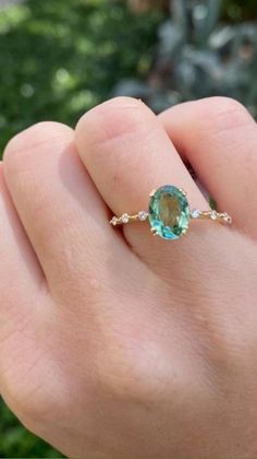 Green Tourmaline, Dainty Ring, Sapphire Ring, Tourmaline, Sapphire, Fine Jewelry, Green