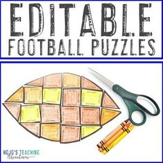 a fish made out of colored pencils with the words edible football puzzles on it