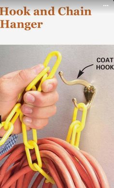 Garage Organizing Hook DIY. Chain Garage Organization Hacks, Clutter Bug, Garage Organizing, Garage Storage Inspiration, Garage Organization Tips, Garage Organisation, Storage Shed Organization, Garage Workshop Organization, Shed Organization